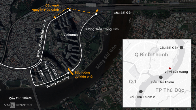 Phương án kết nối giao thông đường ven sông Sài Gòn (đoạn qua khu dân cư Vinhomes và khu dân cư Saigon Pearl), quận Bình Thạnh