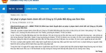 Xử phạt vi phạm hành chính đối với Công ty Cổ phần Bất động sản Sơn Kim